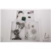 Image 1 : Three trays of jewellery including silver tone brooch, mother-of-pearl Marlin fish earrings etc. plu