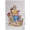 Image 2 : Three antique hand painted Dresden figurines including boy and girl out for a walk 9 1/2" plus woman