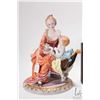 Image 2 : Two antique hand painted German Dresden figurines including boy and girl on a see-saw, 9 1/2" in len