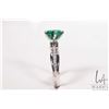 Image 2 : Lab grown emerald (9.mm) ring in sterling silver mount with gold overlay, size 7