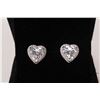 Image 1 : Pair of 2.0ct (each) heart shaped Moissanite earrings in sterling silver halo mounts with white gold