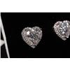 Image 2 : Pair of 2.0ct (each) heart shaped Moissanite earrings in sterling silver halo mounts with white gold