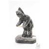 Image 2 : Inuit soapstone carving of an ice fisherman, signed on side of base by artist, 7" in height