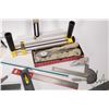 Image 2 : Selection of measuring tools including steel rules, carpenter's square, Starrett 0-1" micrometre and