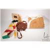 Image 1 : Rifle sheath made from four point T.Eaton trapper blanket, homemade leather satchel and a sheep skin