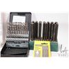Image 2 : Tray lot of tools including extra long drill bits, transfer punch set, new in package three piece na