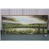 Image 1 : Framed oil on canvas painting of changing weather forest landscape, signed by artist Richard Dixon, 