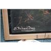 Image 3 : Framed oil on canvas painting of a sunset forest landscape, signed by artist Richard Dixon, 38" X 86