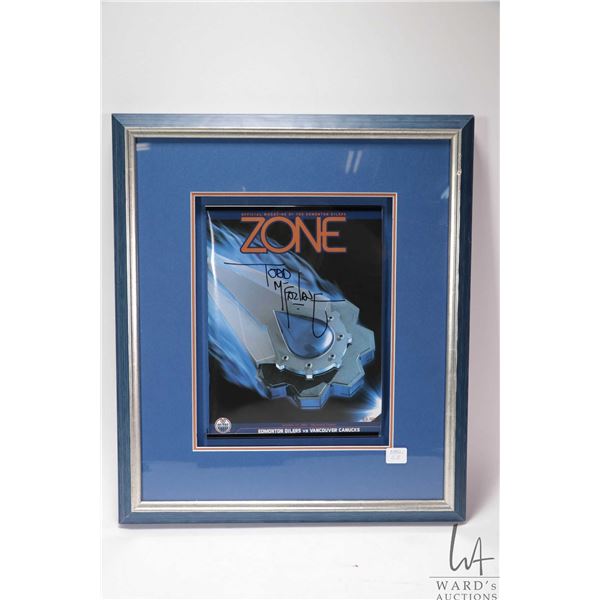 Framed Zone magazine from October 27, 2001, Edmonton Oilers vs Vancouver Canucks at Sky Reach Center