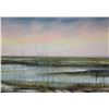 Image 2 : Unframed stretched oil on canvas painting, titled on verso "Willows Against Pink Sky- Elk Island Nat