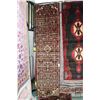 Image 1 : 100% handmade Iranian wool carpet runner "Hamdan" with overall geometric design, black background an