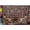 Image 2 : 100% handmade Iranian wool carpet runner "Hamdan" with overall geometric design, black background an