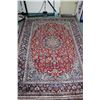 Image 1 : 100% handmade Iranian wool carpet " Esfahan" with center medallion, red background and floral design