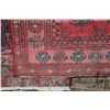 Image 2 : 100% handmade Iranian wool carpet "Turkmann" with red background and overall geometric design with b