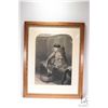 Image 1 : Antique oak framed etched print titled "My First Sermon", outside dimensions including oak frame 32"