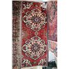 Image 1 : 100% handmade Iranian wool carpet "Bakhtyar" with double medallion, red background and floral design