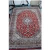Image 1 : 100% handmade Iranian wool carpet "Kashan" with center medallion, red background and overall floral 