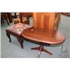 Image 1 : Semi contemporary, center pedestal side table, 15" H X 25" W X 15" D, plus a mid 20th century uphols