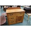 Image 1 : Mid 1800's three door wash stand with commode cupboard and low back board, note: non-original pulls