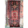 Image 1 : 100% handmade Iranian wool carpet runner "Kurdish" with triple medallion, navy background and highli