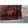 Image 2 : 100% handmade Iranian wool carpet runner "Kurdish" with triple medallion, navy background and highli