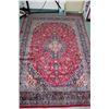 Image 1 : 100% handmade Iranian wool carpet "Kashmar" with center medallion, burgundy background, overall flor
