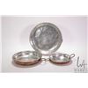 Image 1 : Three antique copper and tinned lined dishes including 11 1/2", 9 1/2" and 7 1/2" each with double r