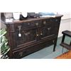 Image 2 : Antique oak Canadiana sideboard with three drawers and two doors, fitted with bevel mirror on backbo