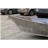 Image 8 : Custom made, all aluminum flat bottom drift boat with flared sides, pointed stern and dark stained w