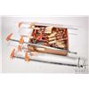 Image 1 : Large selection of clamps including seventeen Jorgensen bar clamps in assorted sizes, spring clamps 