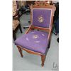 Image 1 : Antique Eastlake side chair with decorative wood and needle point upholstry