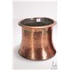 Image 2 : Two antique hand hammer copper pots including 8" high with lipped edge and 6 1/2" high with rolled e