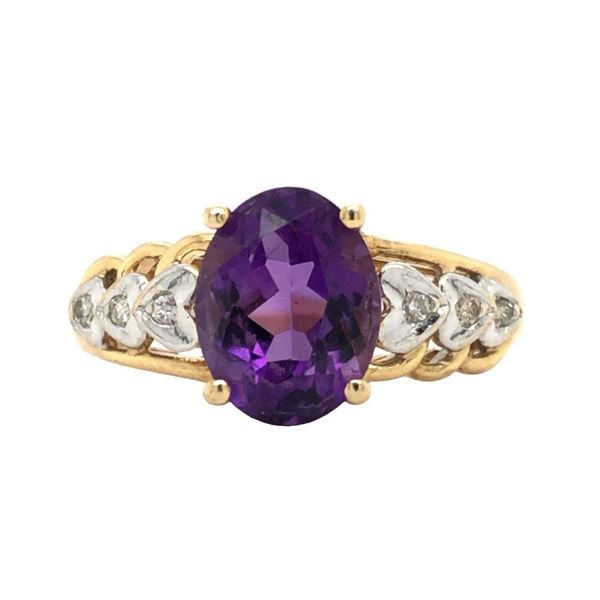 14k Oval Cut Amethyst & Diamond Ring