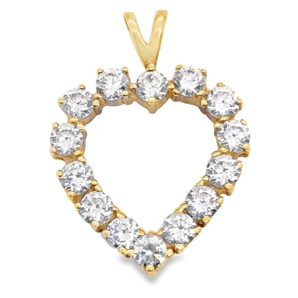 14k Gold Heart Cubic Zircon Pendant