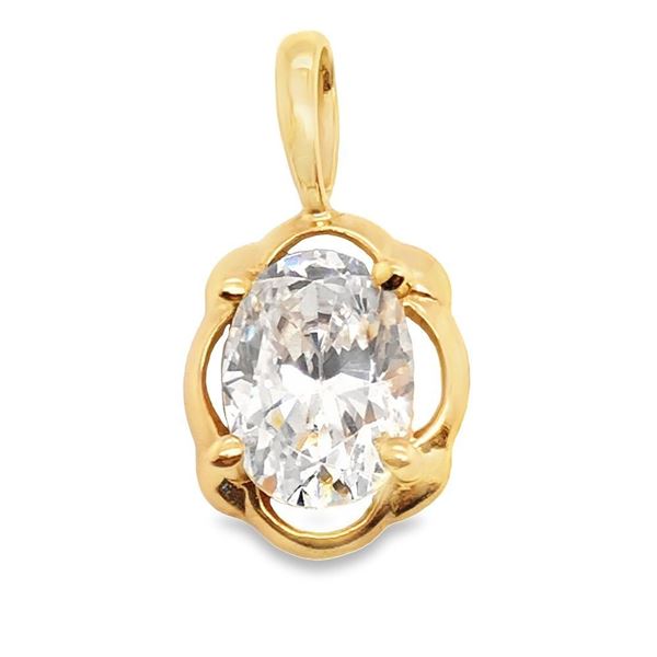 Gold Oval Cut Cubic Zircon Pendant