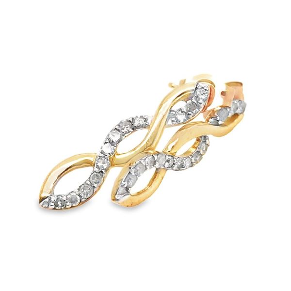Diamond Twist Dangling Earrings - Yellow Gold