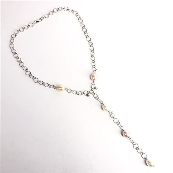 Freshwater Pearl & Diamond Lavalier Necklace