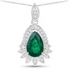 Image 1 : Pear Emerald and Diamond Daisy-Petal Frame Pendant