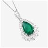 Image 2 : Pear Emerald and Diamond Daisy-Petal Frame Pendant