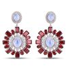 Image 1 : Moonstone, Garnet, and Diamond Sunburst Earrings