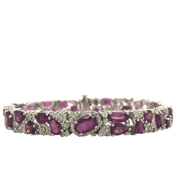 GIA Certified Kashmir Pink Sapphire & Diamond Bracelet