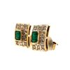 Image 3 : Custom Emerald and Diamond Frame Estate Earrings