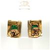 Image 4 : Custom Emerald and Diamond Frame Estate Earrings
