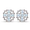 Image 1 : Aquamarine and Diamond Ornate Button Earrings