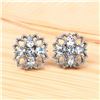 Image 2 : Aquamarine and Diamond Ornate Button Earrings