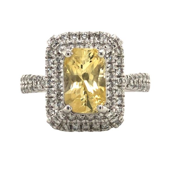 GIA Certified Yellow Ceylon Sapphire and Diamond Ring