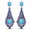 Image 1 : Turquoise Kyanite Diamond Dangle Earrings