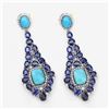 Image 2 : Turquoise Kyanite Diamond Dangle Earrings
