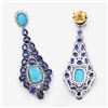 Image 4 : Turquoise Kyanite Diamond Dangle Earrings