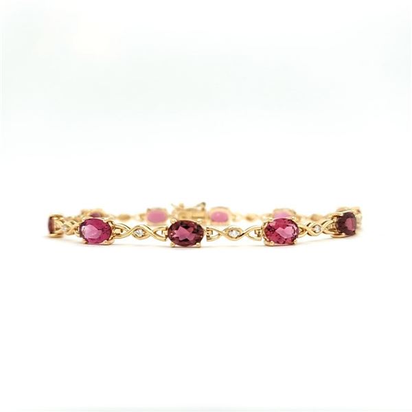 Rubellite Tourmaline and Diamond Gemstone Bracelet
